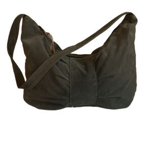 Vintage Banner House Purse velvet Double Handles gray Handbag